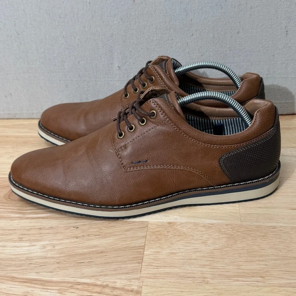 Nunn Bush Hyde II‎ Plain Toe Men's Wide Cognac Tie Size 9.5 W